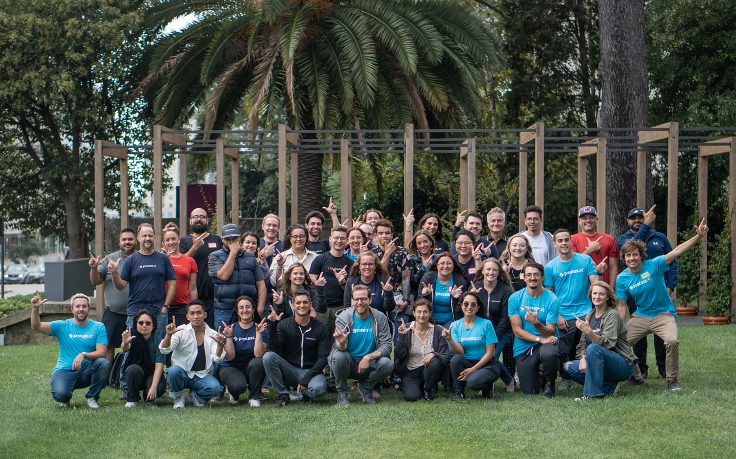 The Process Street team, the people who build Dash, together outdoors at a company offsite.